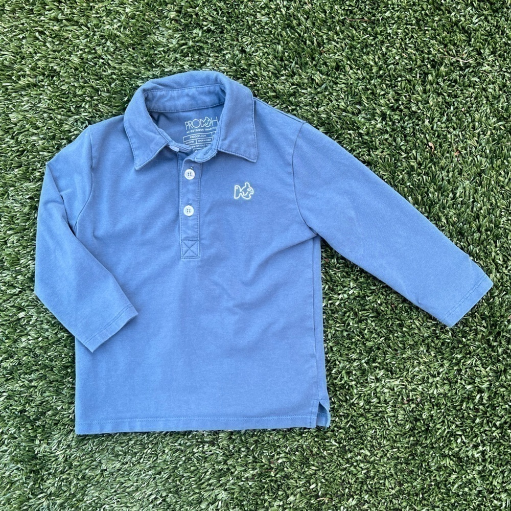 Prodoh size 18 months Long Sleeve Polo Shirt Blue Very Good Preowned Condition